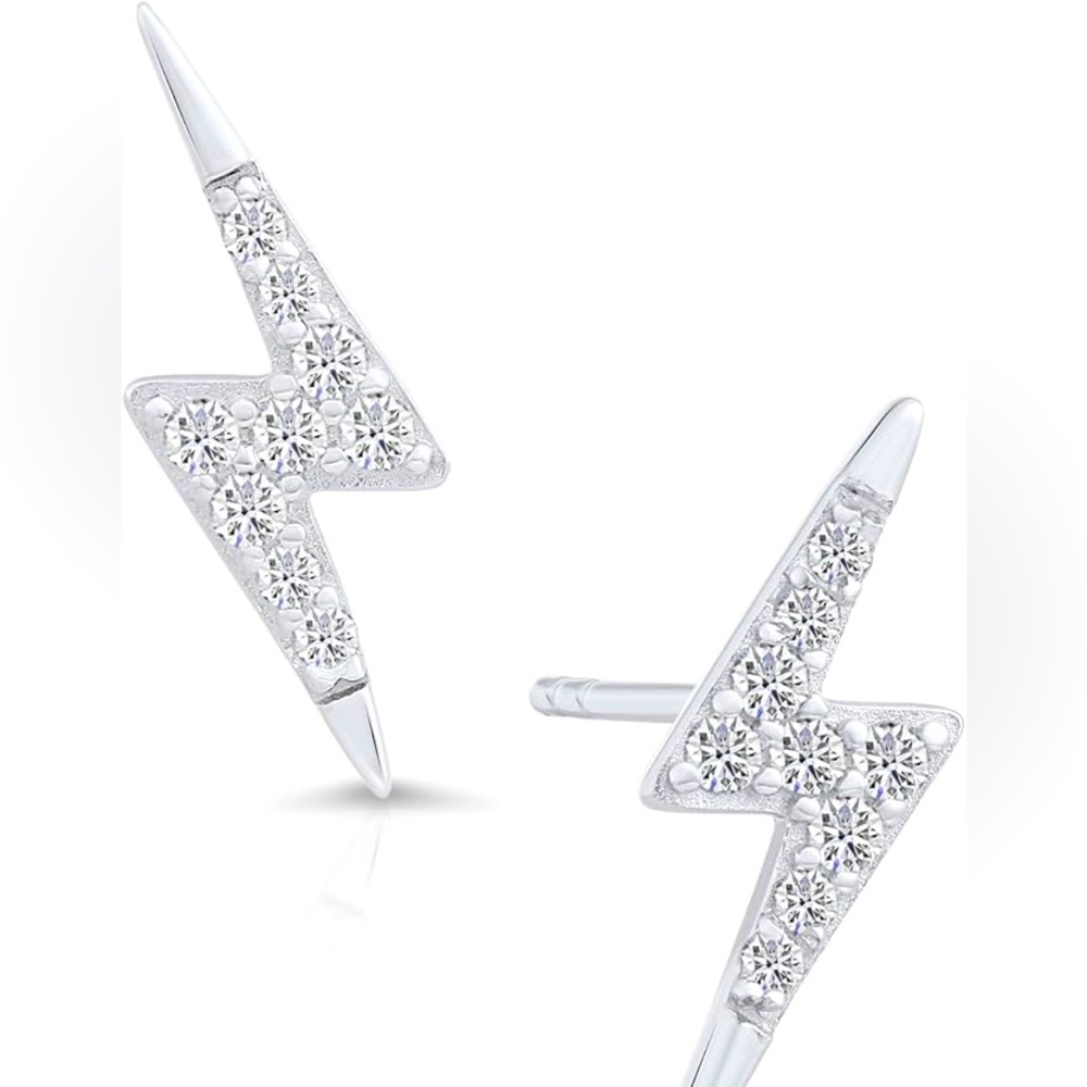 BRAND NEW SILVER DIAMOND LIGHTNING EARRINGS‼️